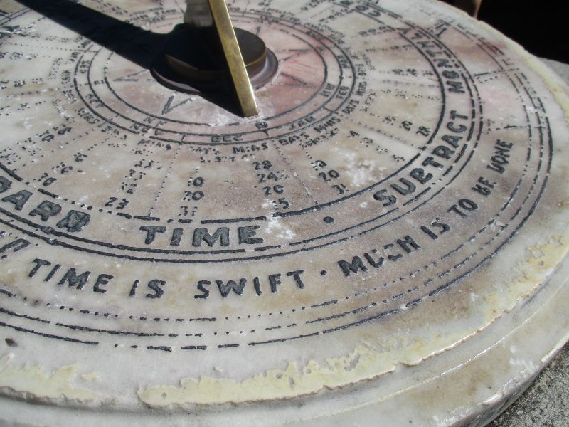 sundial in napier, new zealand. time is swift