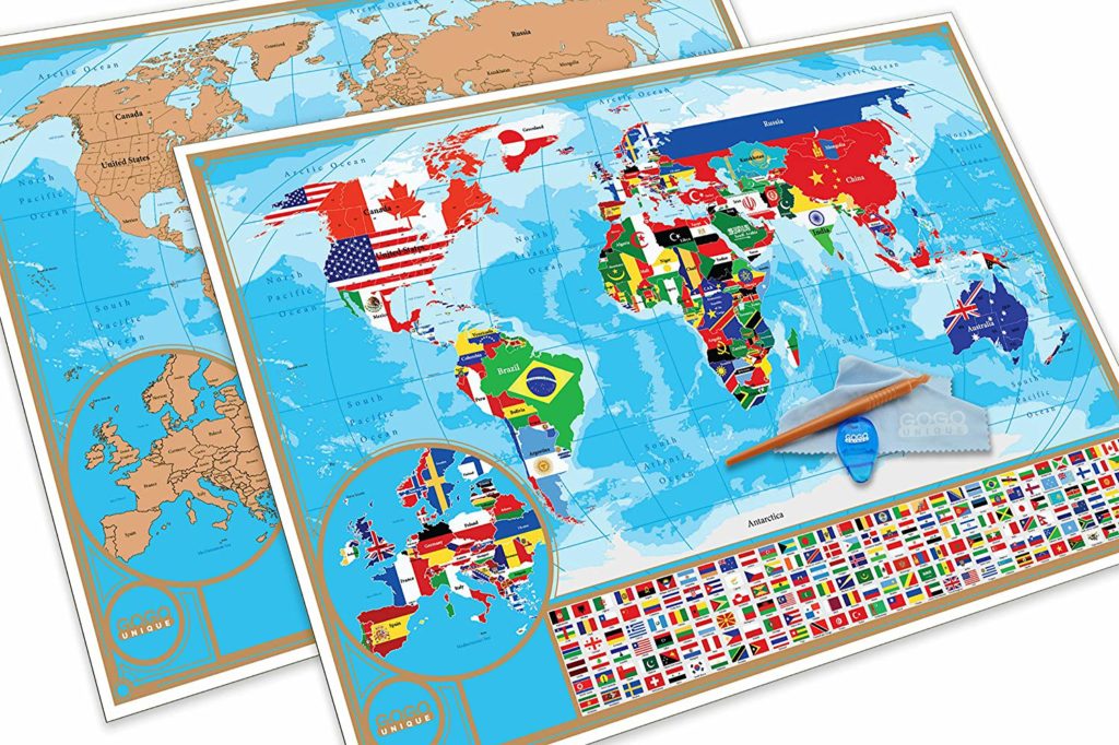 scratch off travel map world map with flags