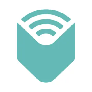 The image shows the teal-colored app icon image for Libro.fm, which is an open book with three curved lines at the top, resembling a Wi-Fi symbol.