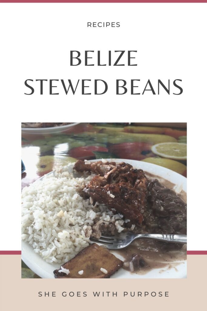 Belize Stewed Beans Recipe from She Goes With Purpose | Craving the tastes of Central America? Try this Belize stewed beans recipe that I've been making ever since I visited this beautiful country years ago! These beans are so delicious and versatile, you'll want to make them all the time. | Belizean recipes, Belizean food, Recipes from Belize, Stew Beans, beans and rice, black beans, red beans