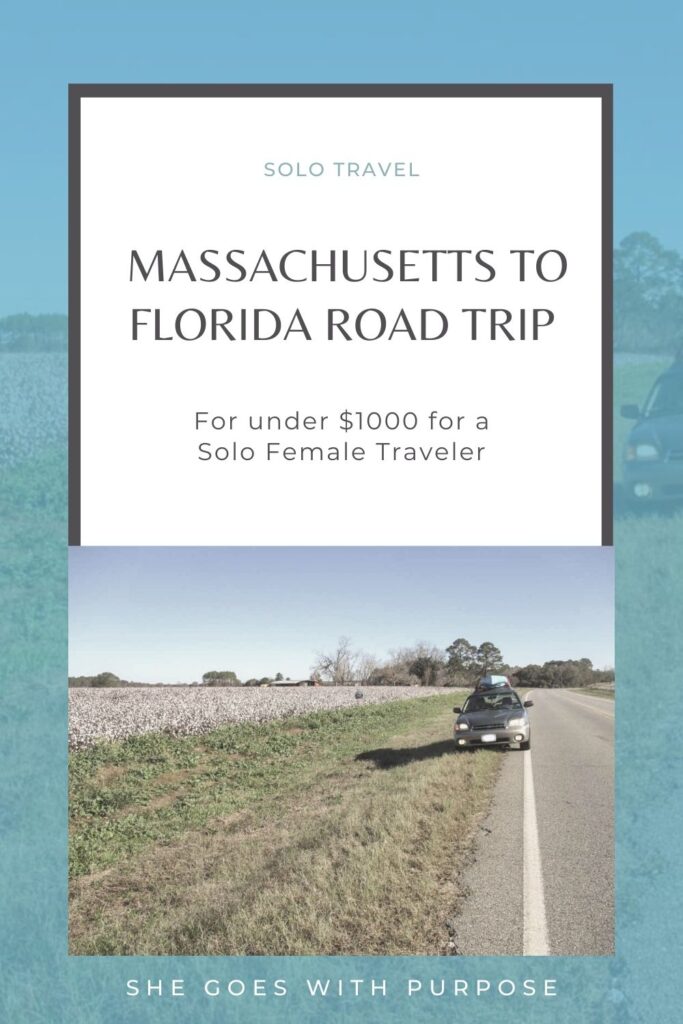 A Massachusetts to Florida road trip for less than $1000 for a solo female traveler. Click through to read how I stayed under budget. | driving from Massachusetts to Florida, solo female road trip, solo female travel, road trip budget planning